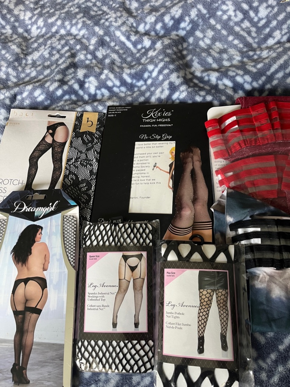 Dreamgirl Plus Size Black Fishnet Thigh Highs and Hosiery Lot